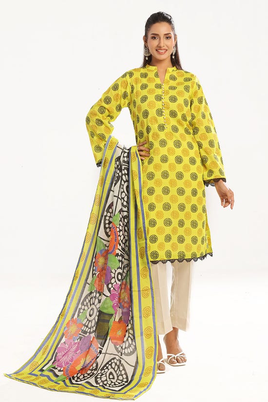 3 Piece Unstitched Printed Lawn Suit with Printed Lawn Dupatta CL-52457