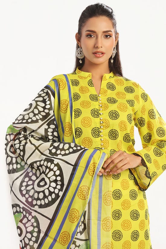 3 Piece Unstitched Printed Lawn Suit with Printed Lawn Dupatta CL-52457