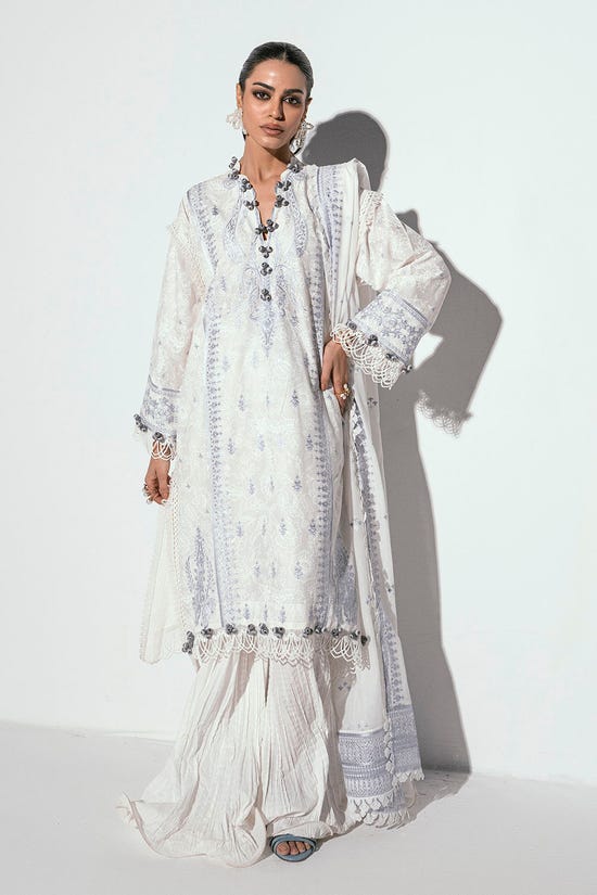 3 Piece Unstitched Embroidered Printed Denting Lawn Suit DN-42050