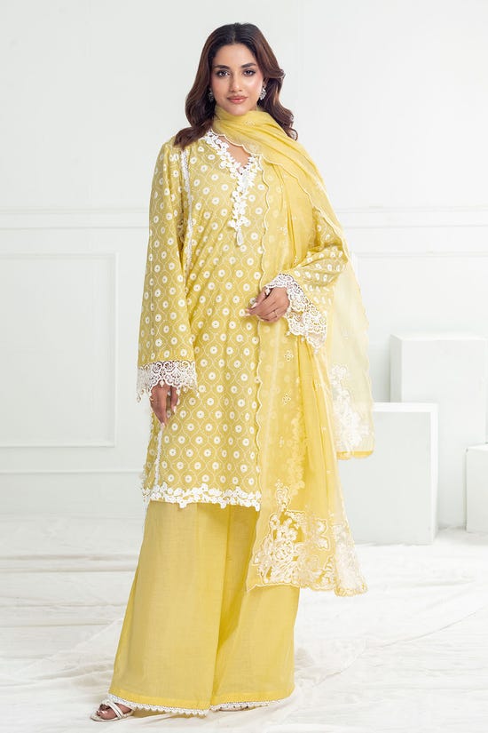3 Piece Unstitched Lacquer Printed Lawn Suit with Embroidered Paper Cotton Dupatta PC-52001
