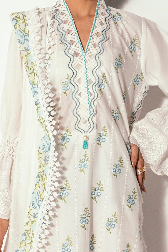 3 Piece Unstitched Embroidered Printed Denting Lawn Suit DN-52032