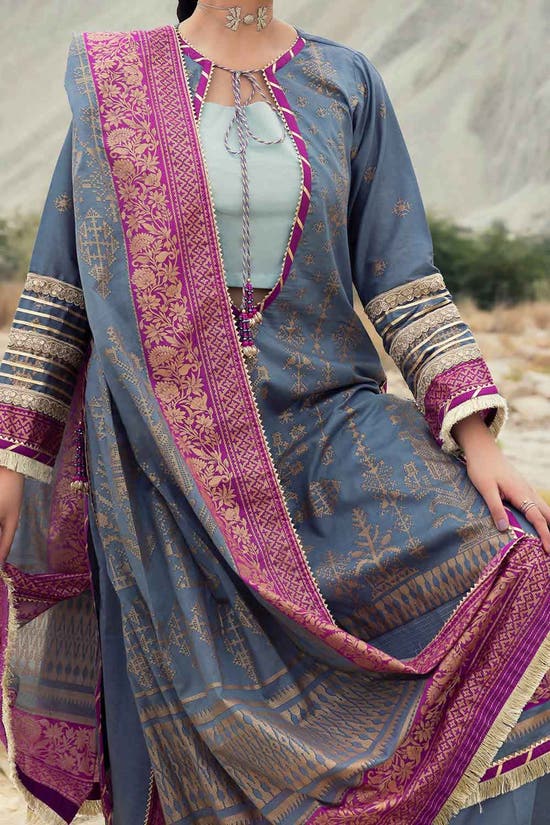 3 Piece Unstitched Gold Printed Lawn Suit CL-52119-A