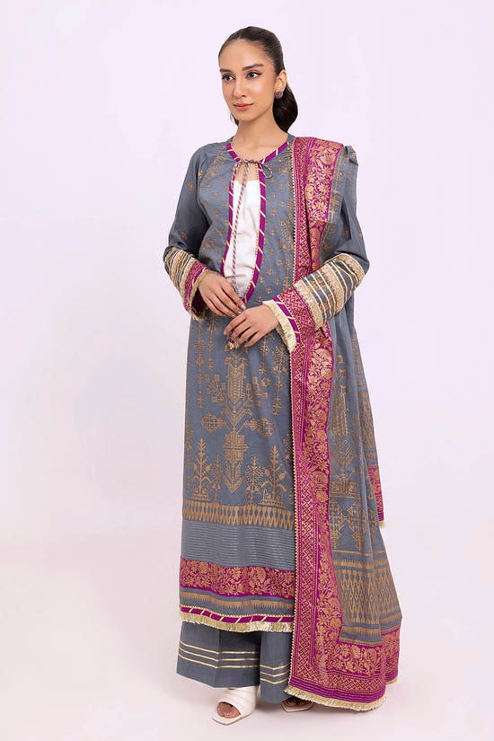 3 Piece Unstitched Gold Printed Lawn Suit CL-52119-A