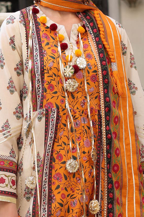 3 Piece Unstitched Printed Lawn Suit with Printed Lawn Dupatta CL-52503
